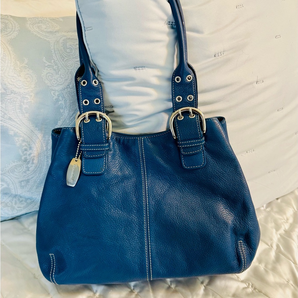Tignanello Blue Leather Shoulder Bag